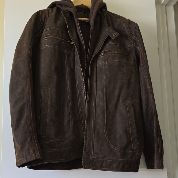 Black Rivet Men's Brown Leather Jacket - Picture 1 of 5